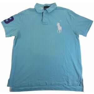 Polo Ralph Lauren Custom Fit Men's XL Blue Polo #3 Embroidered Big Pony rn41381